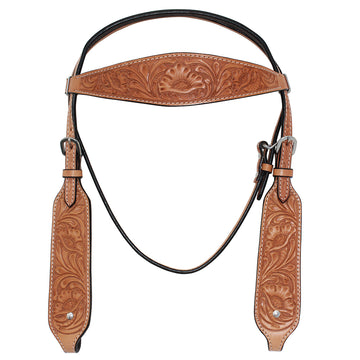 Hilason Western Horse Headstall Bridle American Leather Tan Floral Carved